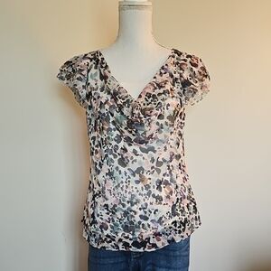 WHBM Women's Multicolor Cowl Neck Top